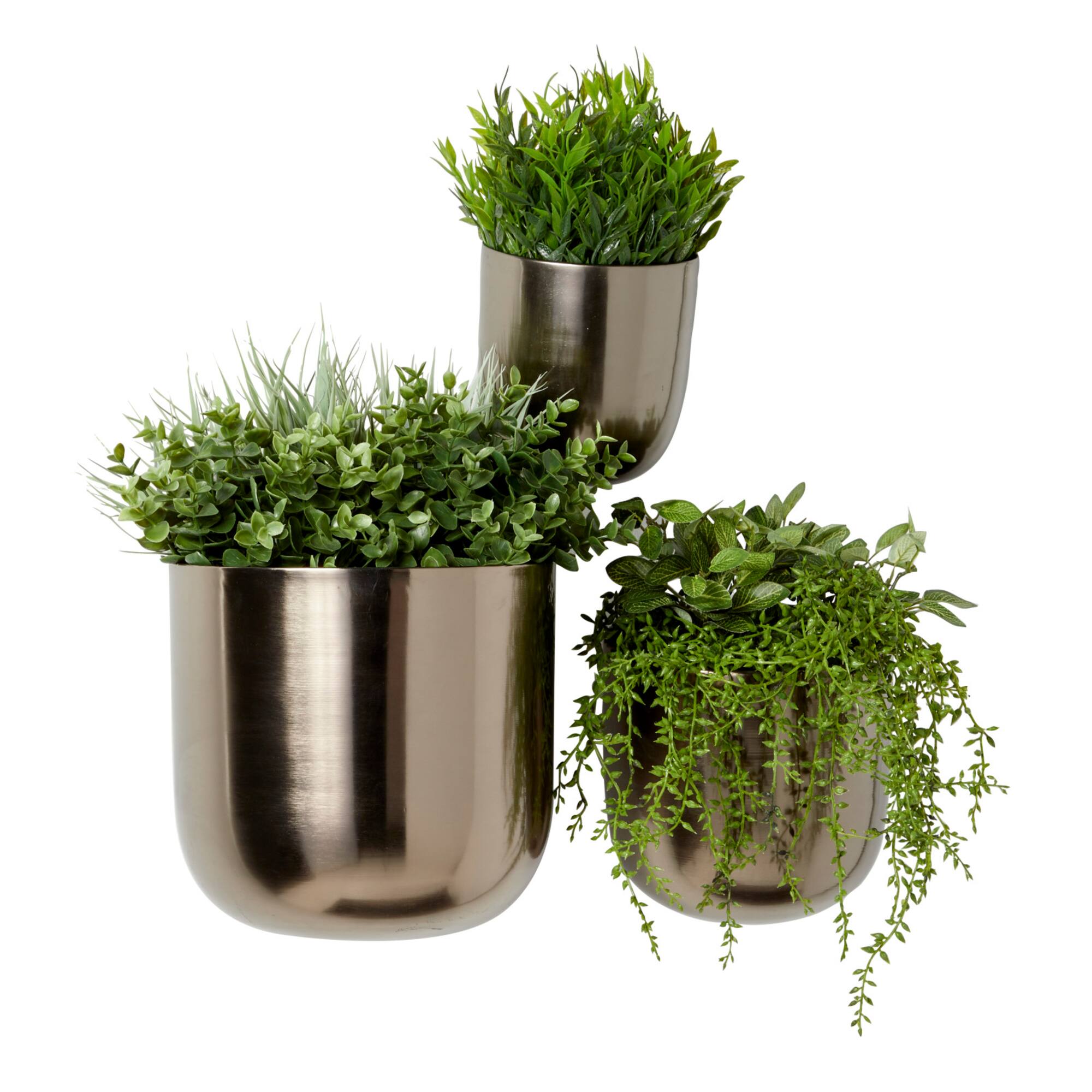 Black Metal Contemporary Hanging Planter Set